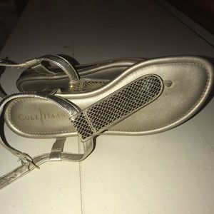 WORN ONCE-Cole Haan sandals w/snake skin inlet.